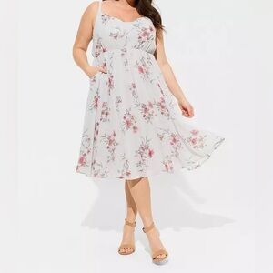 Torrid Maxi Chiffon Cowl Neck Pleated Dress